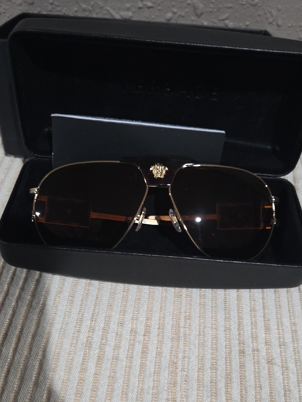 Versace Gold Frame Sunglasses with Brown Lenses Unisex